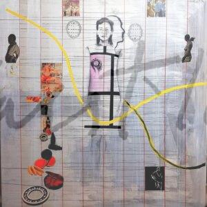 nº 175 2006 Mujeres, acrílico, óleo y foto sobre tela, 200 x200 cm, firma NO marco NO Catálogo El Limbo de las Cosas II