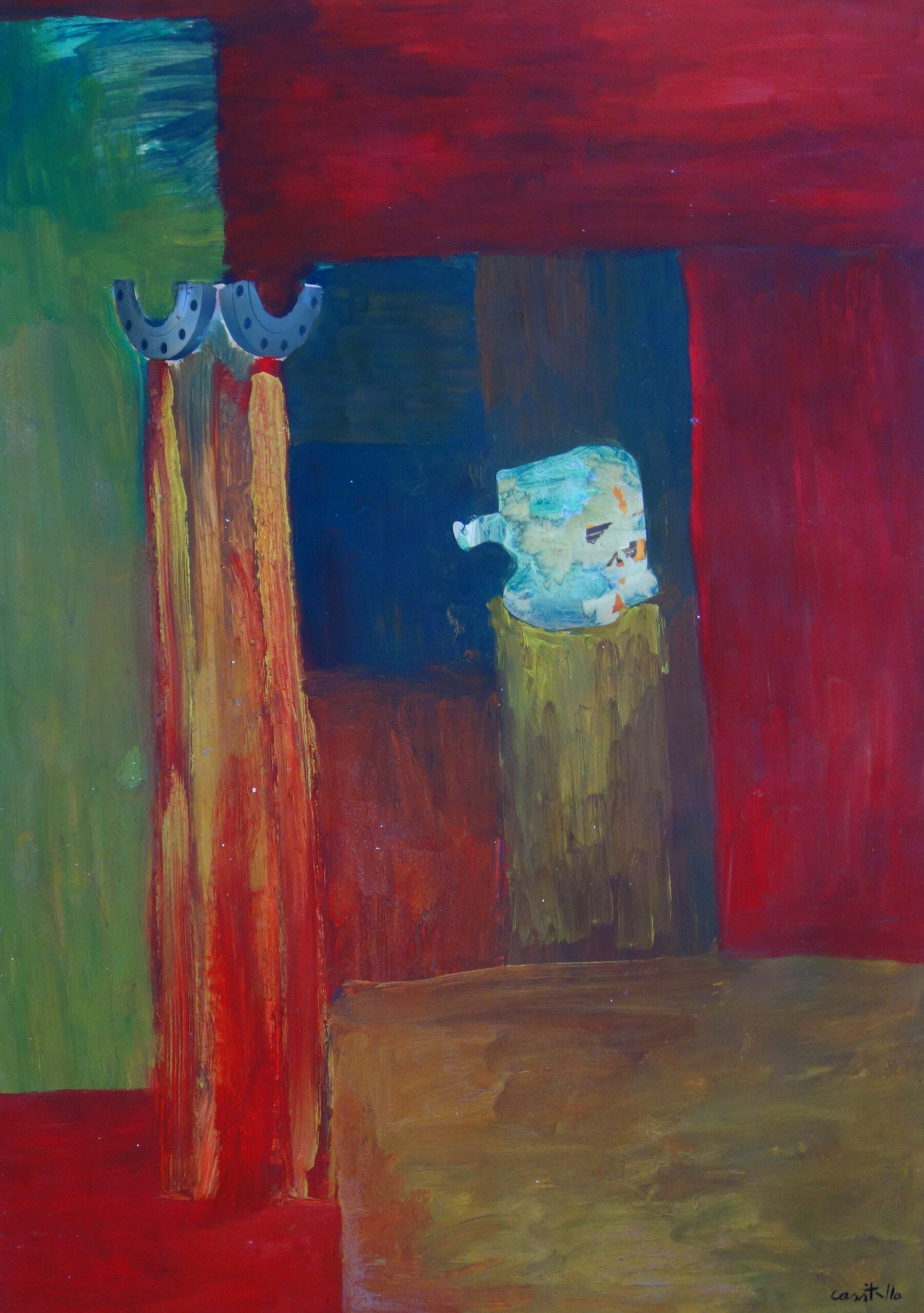 1984 primeros rodamientos 1 acrílico y collage sobre papel, 91,5 x 64 cm