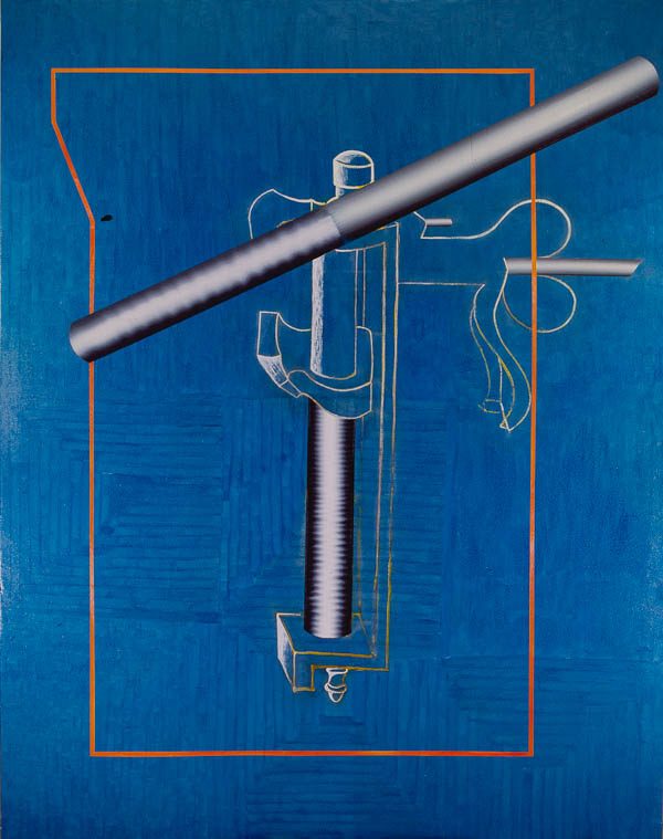 1989 Catálogo Cajas, Herramientas y Alambiques, Pintura Industrial y óleo 250 x 200 cm, marco no