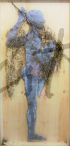 nº 146 2005 Adiós Mediterraneo I, madera-plomo-olivo natural y metacrilato 209 x 105 cm