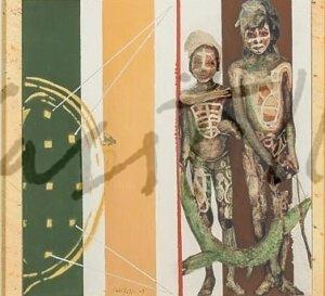 nº 204 2009 Nativos II, lápiz, tinta, acrílico s papel 44 x 28 cm FIRMA anverso abajo CUADRADA