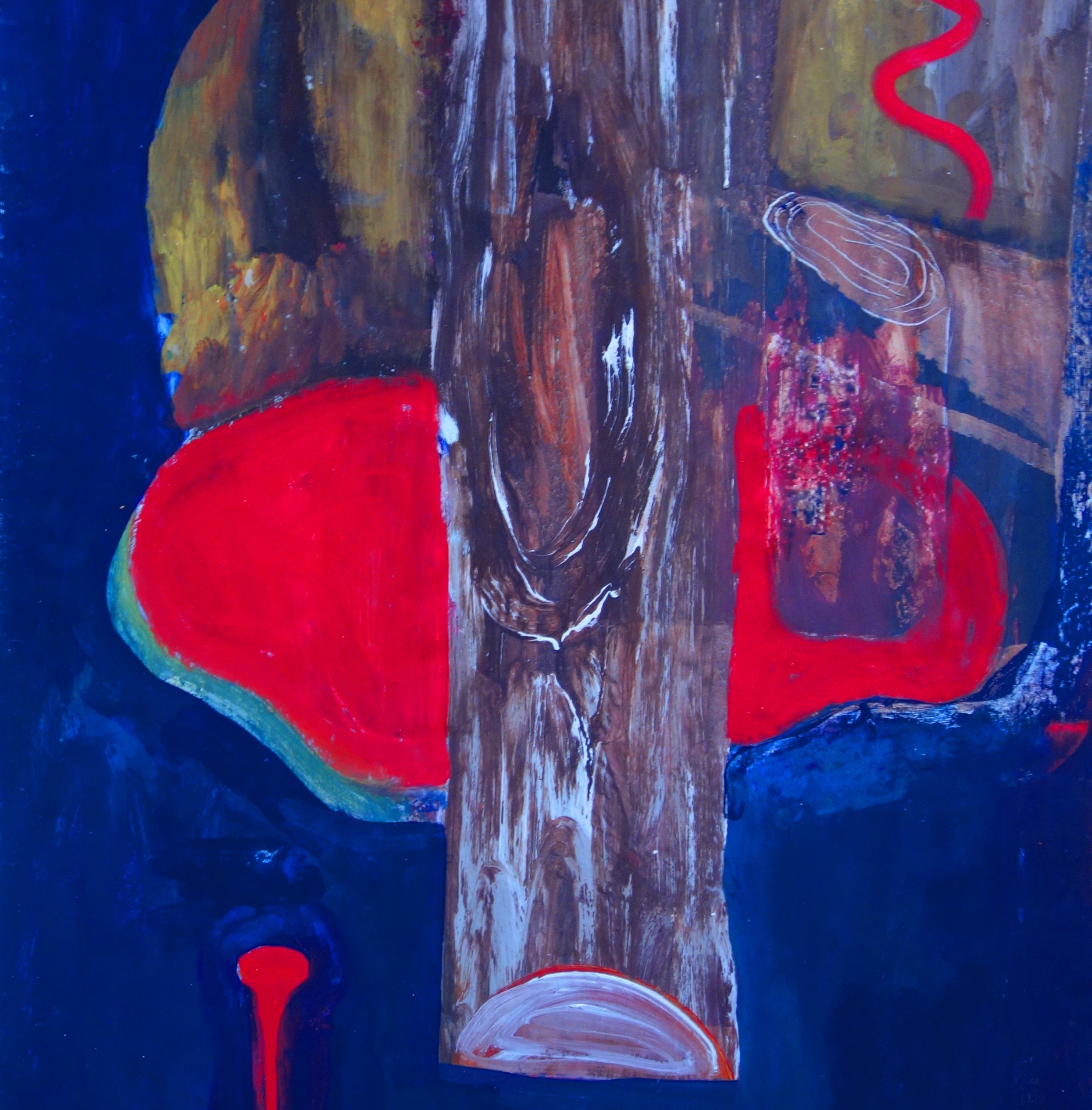 1985 tronco sobre fondo azul, Sin título, acrílico sobre papel, 99 x 70 cm copia 1