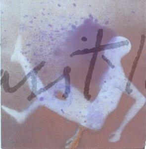 2001 silueta de bruces, pintura industrial y acrílico en spray sobre papel, 32'5 x 25 cm firma SÍ