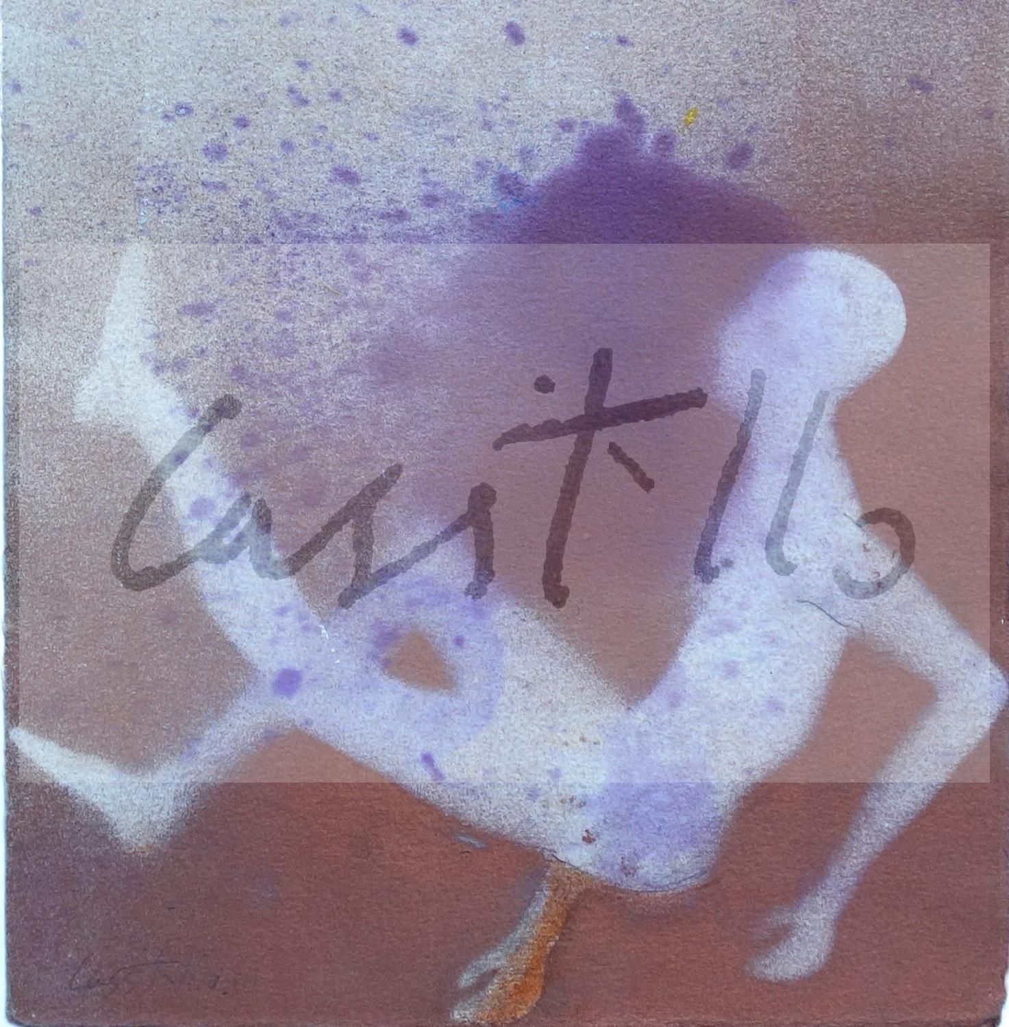 2001 silueta de bruces, pintura industrial y acrílico en spray sobre papel, 32'5 x 25 cm firma SÍ